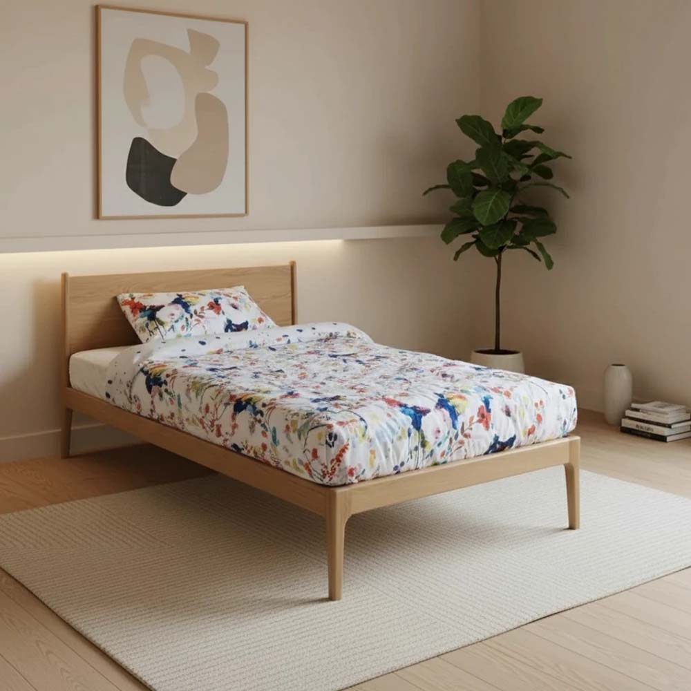 خرید اینترنتی و قیمت تخت خواب مینیمال و ساده چوبی یک نفره سرنا ساخت ماسو