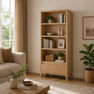 قیمت و خرید اینترنتی کتابخانه بلند مینا تک کشو ساخت ماسو