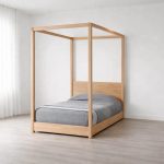 خرید اینترنتی و قیمت تخت خواب مینیمال و ساده 4 ستون یک نفره یاسومی ساخت ماسو